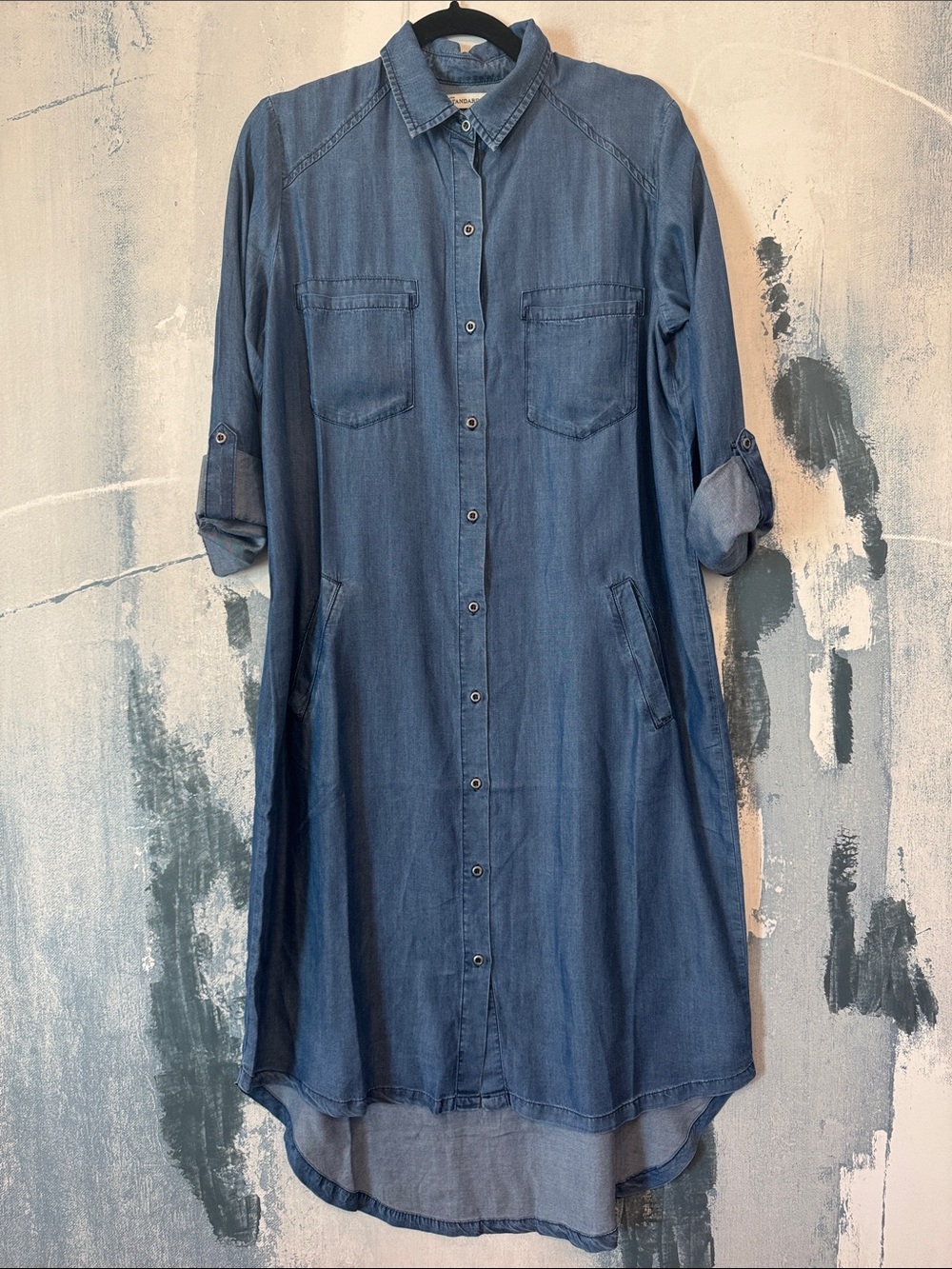Standard Grace Blue Chambray Shirt Dress Size M Cottagecore Coastal Grandma